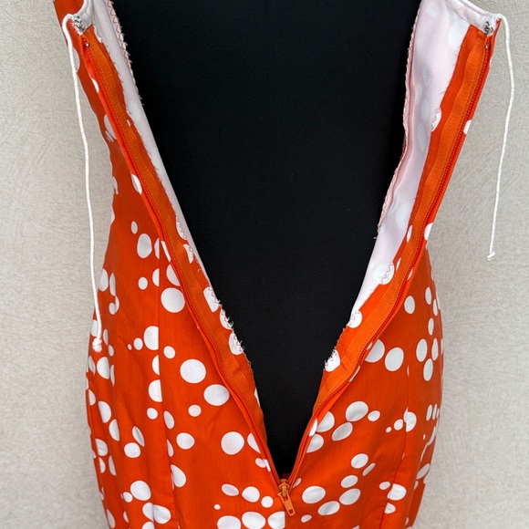 Vibrant Orange Polka Dot Flamenco Tiered Ruffle Dress - Picture 6 of 8